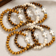 Pulseiras de Madeira com Cruz