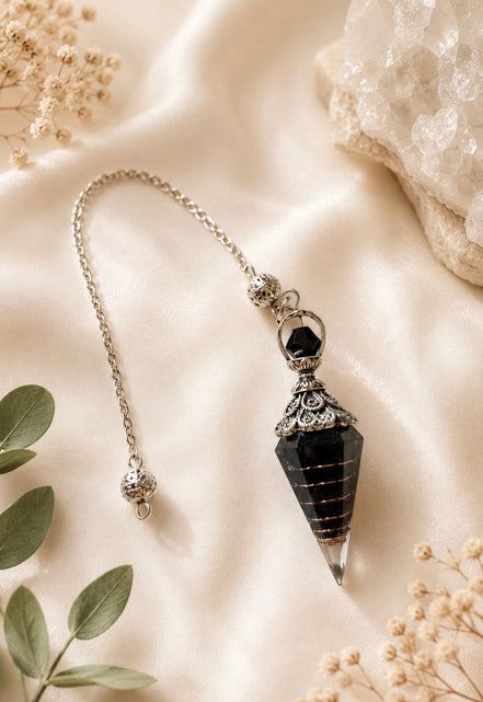 Kristallpendel der 7 Chakren – Schwarzer Onyx