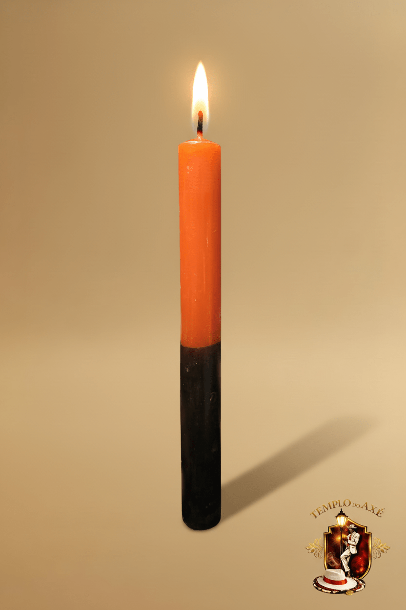 Zweifarbige Kerze Orange und Schwarz